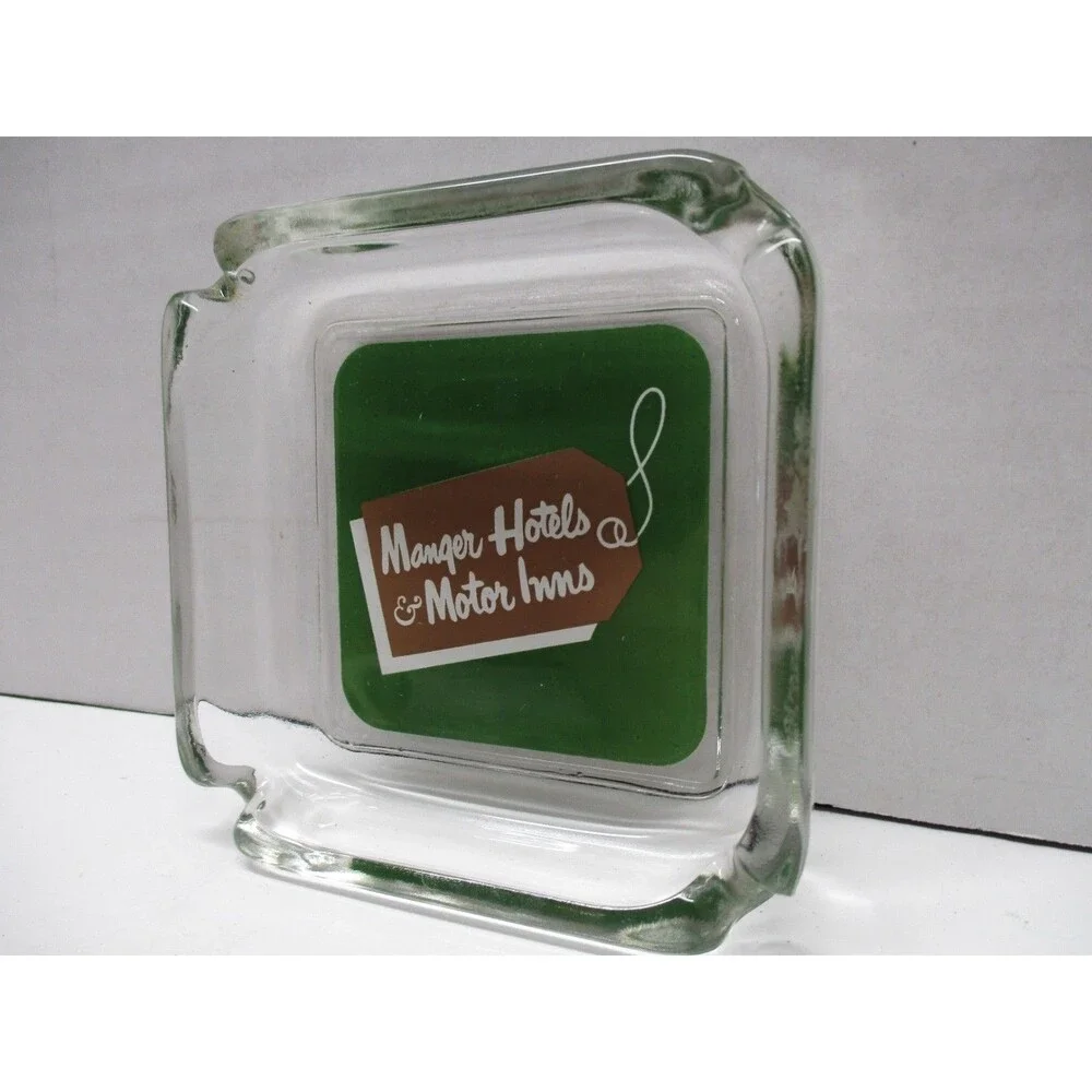 Vintage Advertising Ashtray Glass Manger Hotels and Motor Inns And Soap Bars